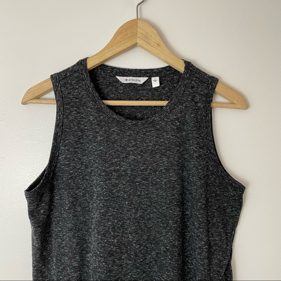 ATHLETA Dark Gray Heathered Getaway Tank Size Small Asymmetrical - Picture 2 of 8